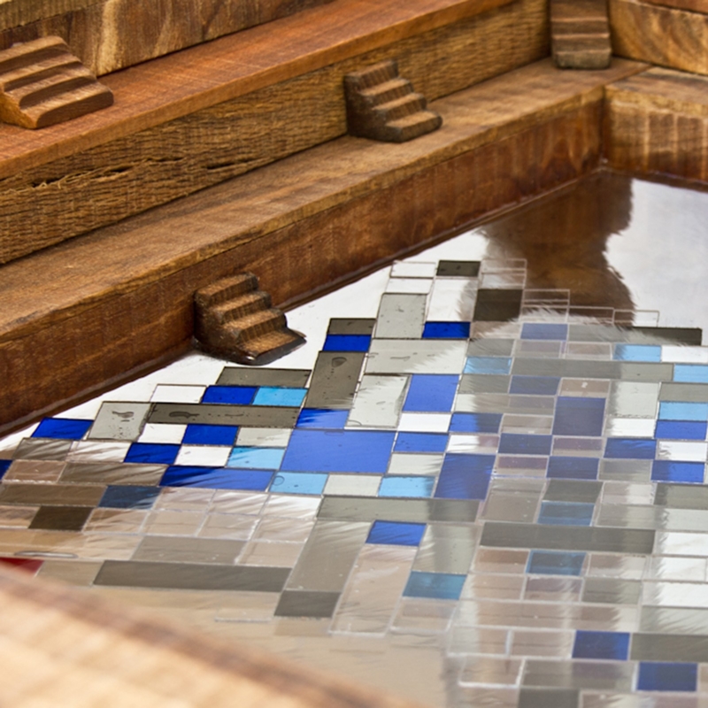 Hillsideout - Big Mosaiced Coffee Table “Blue Gold”
