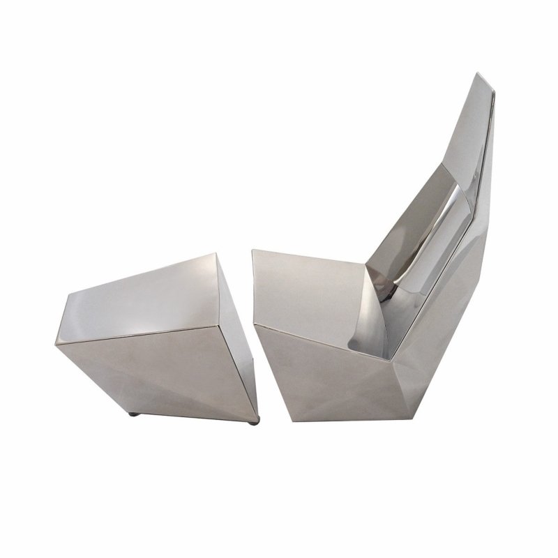Alexander Lotersztain - QTZ Lounge Chair and Ottoman – Maquette – Polished