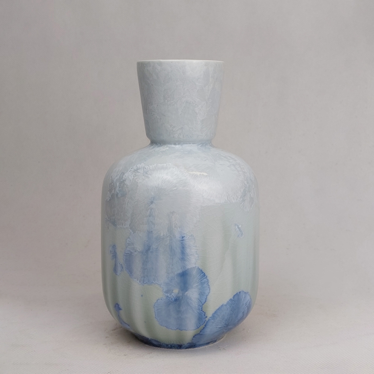 Cup Crystal Vase White and Blue by Milan Pekar Rossana Orlandi