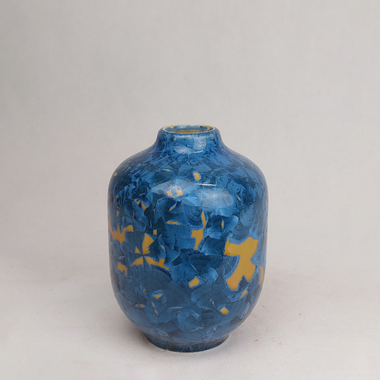 Volume 1 Crystal Vase Blue and yellow by Milan Pekar Rossana Orlandi