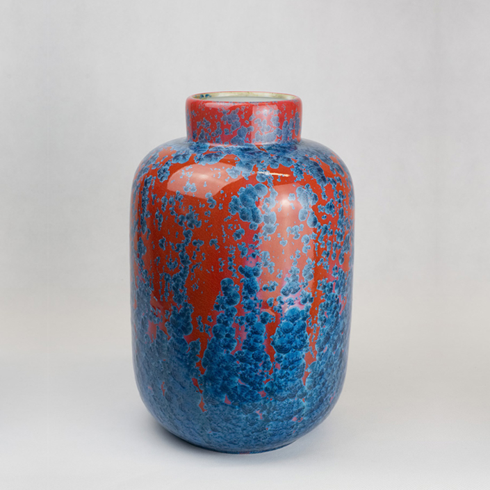 Milan Pekar - Extra Large Crystal Vase - Red and Blue