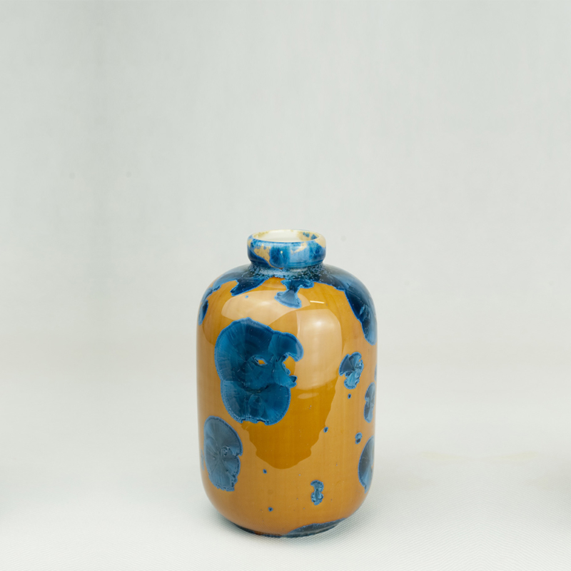 Milan Pekar - Small Crystal Vase - Amber and Blue