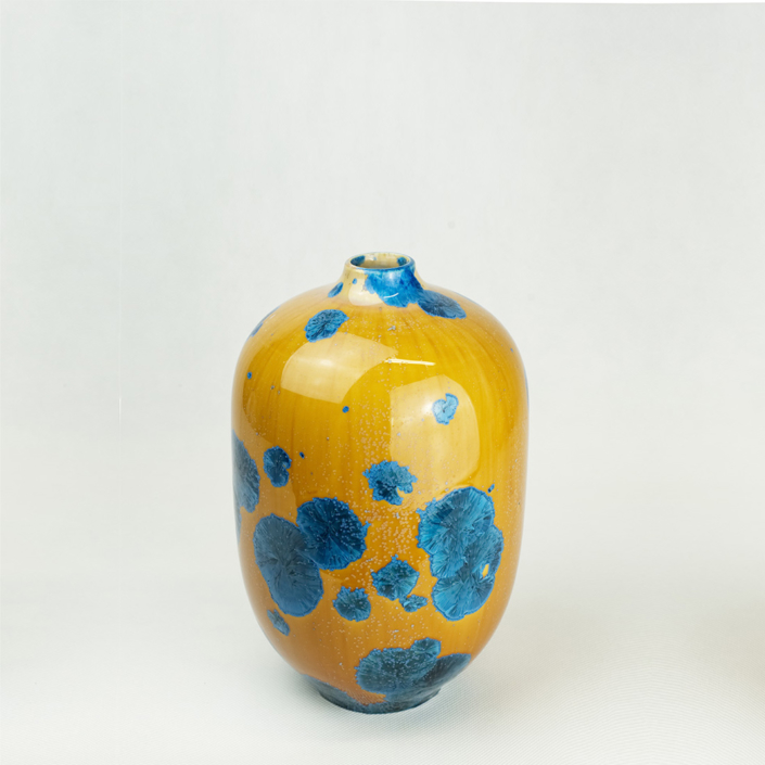 Milan Pekar - Volume 2 Crystal Vase - Amber and Blue